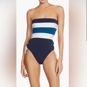 Robin Piccone Emma Colorblock Side Lace-Up One-Piece Swimsuit